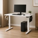 Białe biurko z elektryczną regulacją 140x60 cm, cichy silnik