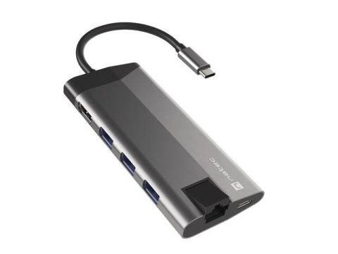 Stacja dokująca HUB USB Natec Fowler Plus Multiport USB-C PD, 3x USB 3.0, HDMI 4K, RJ45, USB-C, SD, Micro SD