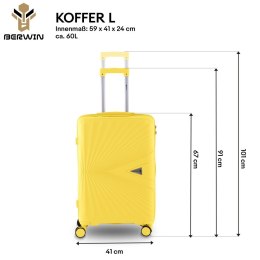 Komplet podróżny 3 walizki XL L M + kosmetyczka twarde TSA 4 kółka lekki