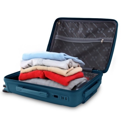 Walizki zestaw XL L M + kosmetyczka twarde 4 kółka TSA lekki komplet podróży