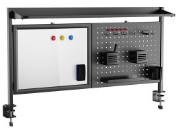 Przegroda biurkowa / organizer Ergo Office ER-301 B, max. obciążenie 10kg, biała tablica, szerokość 1116mm, czarna