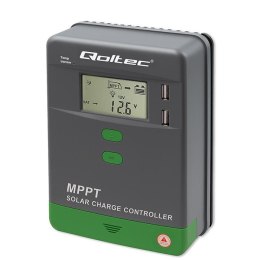 Regulator ładowania MPPT Qoltec solarny z czujnikiem temperatury 10A | 12V / 24V | LCD | 2 x USB | Bluetooth | APP | GEL | LiFeP
