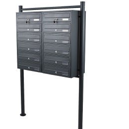 Skrzynka Lokatorska do wspólnot na 12 mieszkań naścienna Grafitowa stalowa