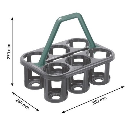 Transporter na butelkę, 35 x 26 x 27 cm, plastikowy, antracy