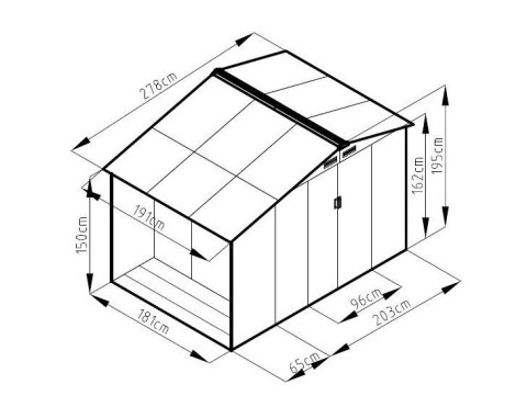 Domek ogrodowy LUKE A, 195 x 278 x 191 cm, metal