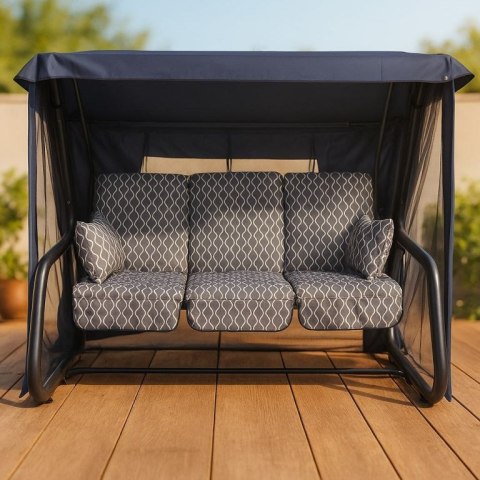 Huśtawka ogrodowa metalowa, 4-osobowa, rozkładana