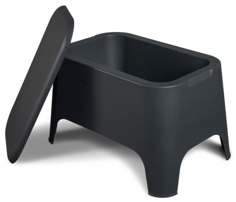 PETRA stół plastikowy + skrzynia, grafitowy