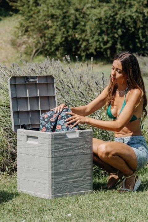 WOODYS Plastikowa skrzynia do ogrodu 90l jasno szara