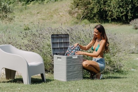 WOODYS Plastikowa skrzynia do ogrodu 90l jasno szara
