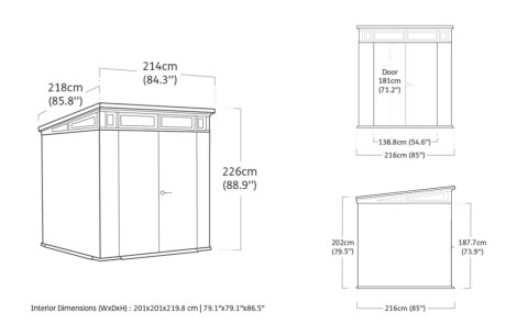 PENT Domek ogrodowy 7 x 7, szary, 226 x 216 cm