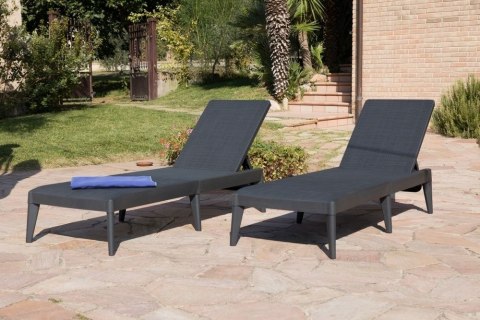 SIROLO Leżak ogrodowy, plastikowy, grafitowy