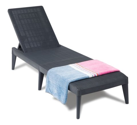 SIROLO Leżak ogrodowy, plastikowy, grafitowy