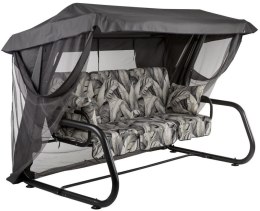 VENEZIA Huśtawka ogrodowa, metalowa, szara z liśćmi