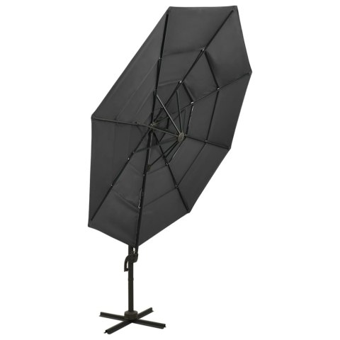 4-poziomowy parasol na aluminiowym słupku, antracytowy, 3x3 m