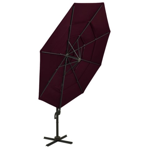 4-poziomowy parasol na aluminiowym słupku, bordowy, 3x3 m