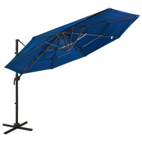 4-poziomowy parasol na aluminiowym słupku, lazurowy, 3x3 m