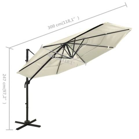 4-poziomowy parasol na aluminiowym słupku, piaskowy, 3x3 m