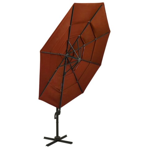 4-poziomowy parasol na aluminiowym słupku, terakotowy, 3x3 m