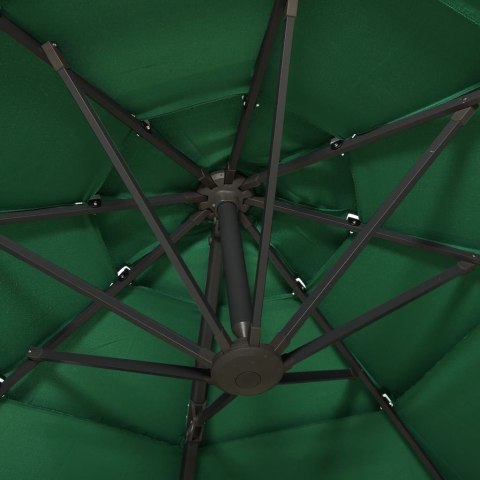 4-poziomowy parasol na aluminiowym słupku, zielony, 3x3 m