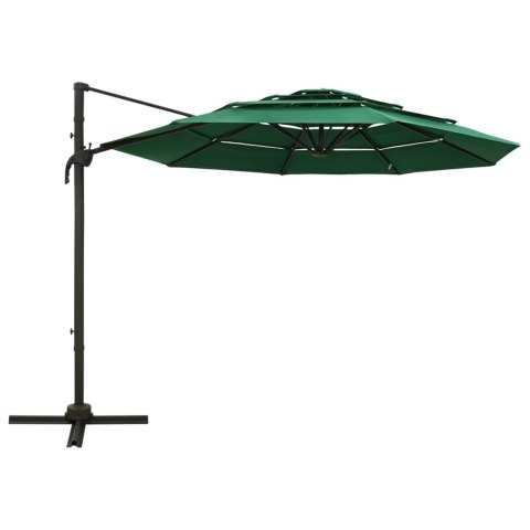 4-poziomowy parasol na aluminiowym słupku, zielony, 3x3 m