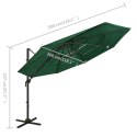 4-poziomowy parasol na aluminiowym słupku, zielony, 3x3 m