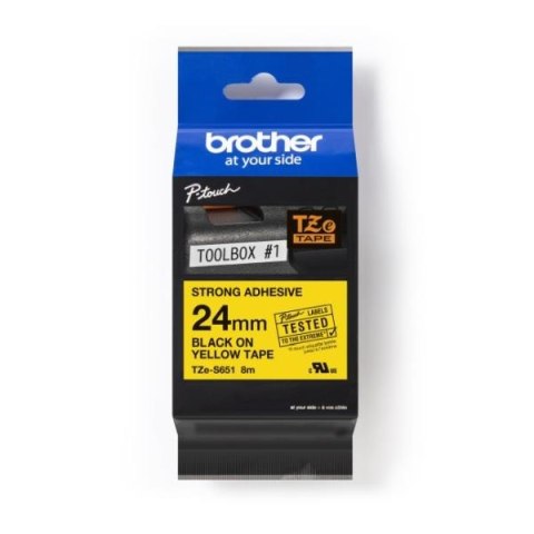 Taśma Brother P-Touch TZe-S651 24mm x 8m (TZES651) - żółta, czarny nadruk
