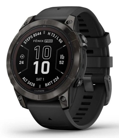 Garmin Fenix 7 Pro 47mm Sapphire Solar Carbon Gray DLC Titanium z czarnym paskiem