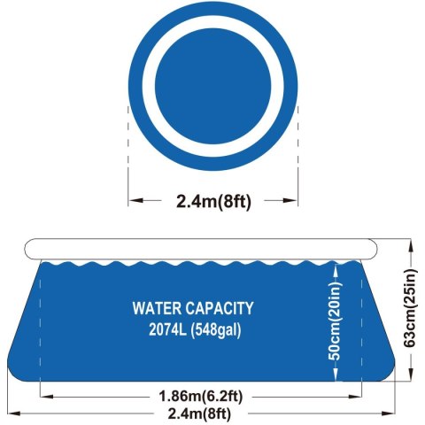 BASEN ROZPOROWY Z DMUCHANYM KOŁNIERZEM 240X63CM 17792