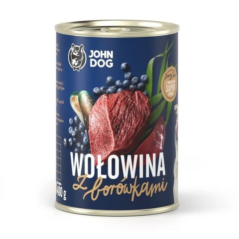 John Dog BERRY Adult wołowina z borówkami 400g*6