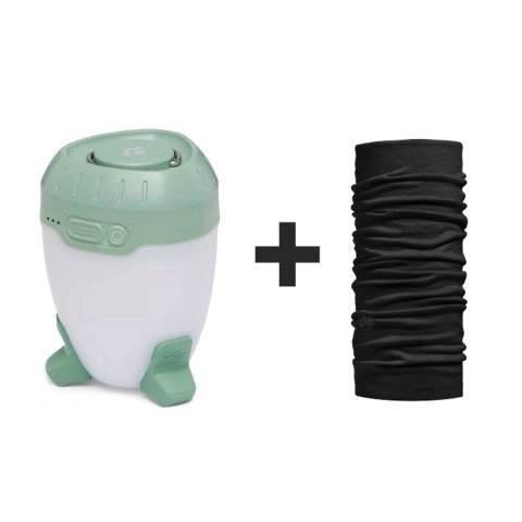 Latarka lampka biwakowa Black Diamond ORBITER 450 LANTERN Desert Sage + BUFF Chusta wielofunkcyjna MERINO LIGHTWEIGHT SOLID BLAC