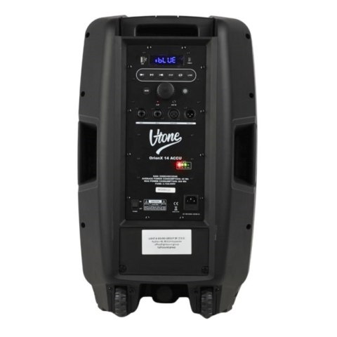 V-TONE OrionX 14 ACCU - Kolumna aktywna akumulatorowa czarna, Bluetooth, TWS, USB, AUX, FM, DSP, wysuwana rączka, kółka transpor