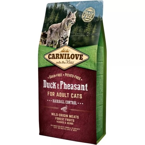 CARNILOVE CAT DUCK&PHEASANT HAIRBALL CONTROL 6kg (WYPRZEDAŻ)