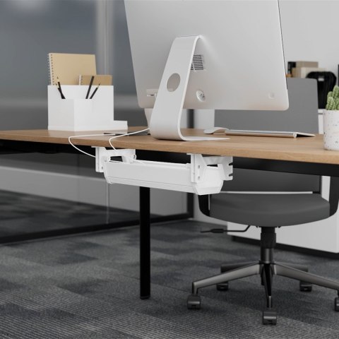 MACLEAN ORGANIZER PODBIURKOWY NA KABLE/ PRZEDŁUŻACZ, MAX. OBCIĄŻENIE 5KG, BIAŁY MC-106 W