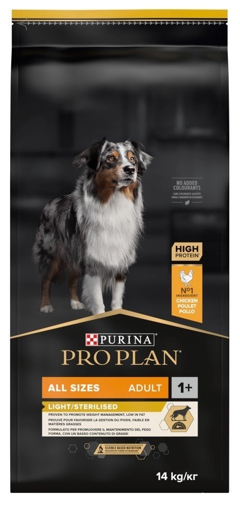 PURINA PRO PLAN Adult Light/Sterilised - sucha karma dla psa - 14 kg (WYPRZEDAŻ)