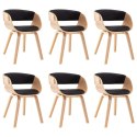 Krzesła do jadalni, 6 szt., czarne, gięte drewno i ekoskóra