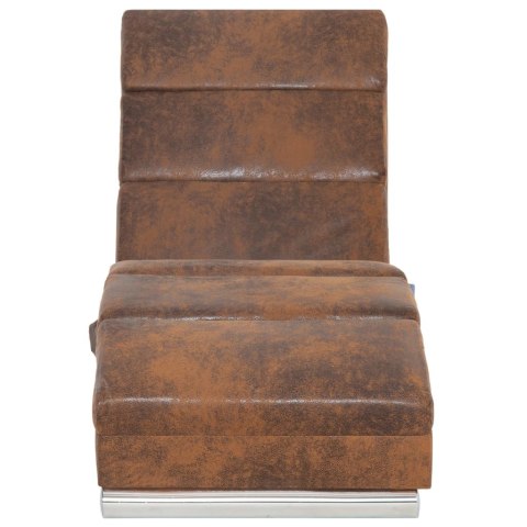 Szezlong masujący, brązowy, sztuczna skóra zamszowa