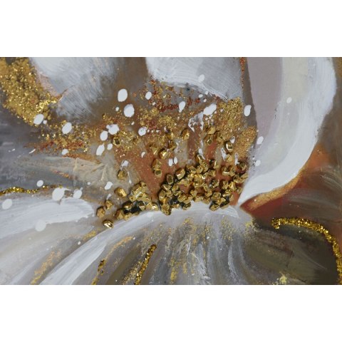 Płótno Home ESPRIT Beżowy Złoty Nowoczesny Kwiat 80 x 3 x 80 cm (2 Sztuk)