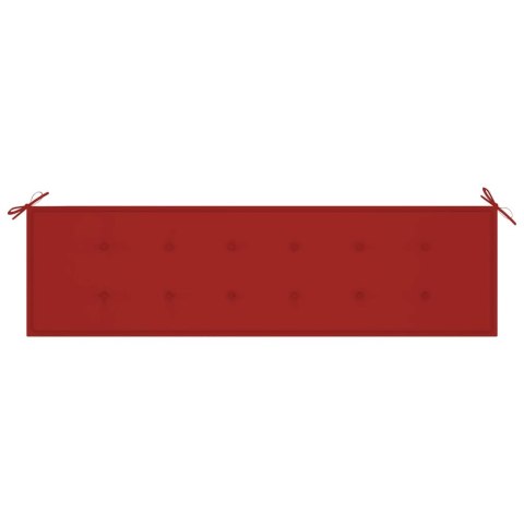 Ławka ogrodowa z czerwoną poduszką, 175 cm, lite drewno tekowe