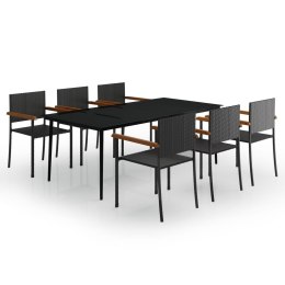 7-częściowy zestaw mebli ogrodowych, czarny