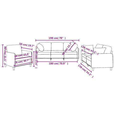 3-cz. komplet wypoczynkowy z poduszkami, brązowy, tkanina