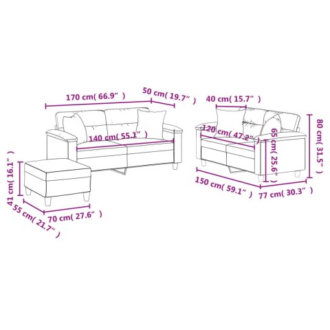 3-cz. komplet wypoczynkowy z poduszkami, cappuccino, ekoskóra