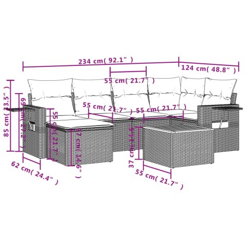 7-cz. zestaw wypoczynkowy do ogrodu, z poduszkami, szary