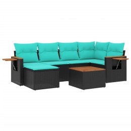 7-cz. zestaw wypoczynkowy do ogrodu, z poduszkami, czarny