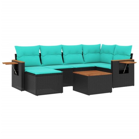 7-cz. zestaw wypoczynkowy do ogrodu, z poduszkami, czarny