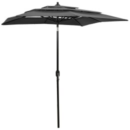 3-poziomowy parasol na aluminiowym słupku, antracytowy, 2x2 m