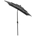 3-poziomowy parasol na aluminiowym słupku, antracytowy, 2x2 m