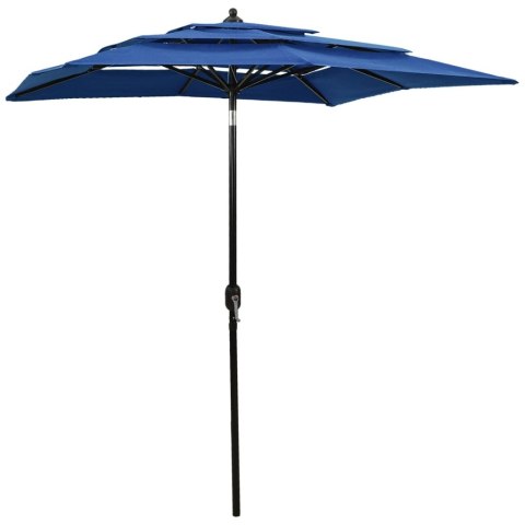 3-poziomowy parasol na aluminiowym słupku, lazurowy, 2x2 m