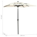 3-poziomowy parasol na aluminiowym słupku, piaskowy, 2x2 m