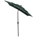 3-poziomowy parasol na aluminiowym słupku, zielony, 2x2 m