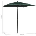 3-poziomowy parasol na aluminiowym słupku, zielony, 2x2 m